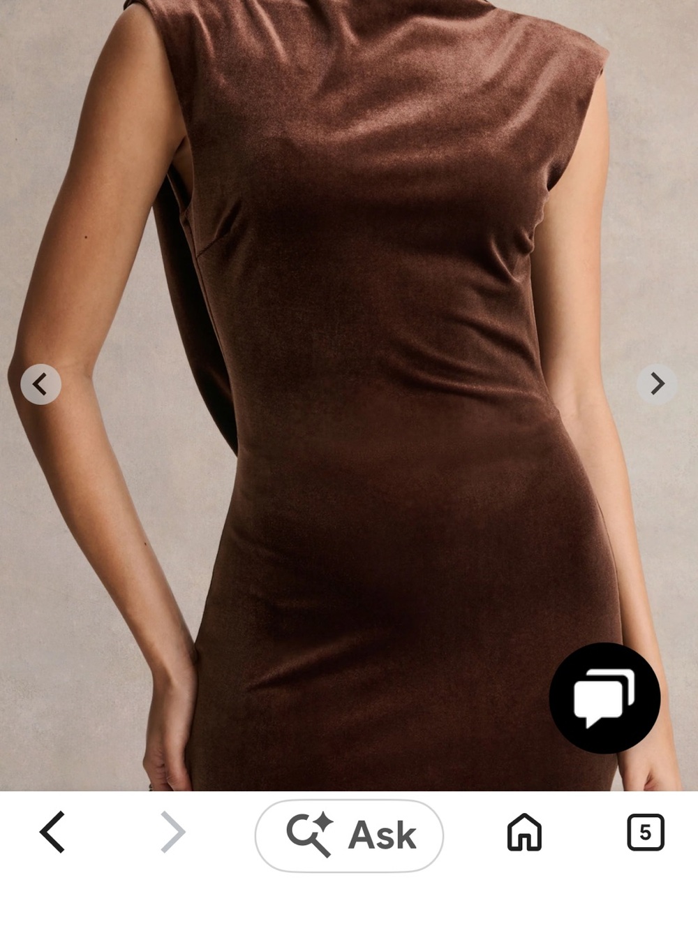 One-Shoulder Velvet Dress in Deep Brown